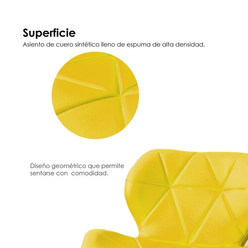Silla de Barra Acolchada con Respaldo geometrico, Taburete Giratorio Ajustable con reposapiés, Silla Alta (Amarillo)