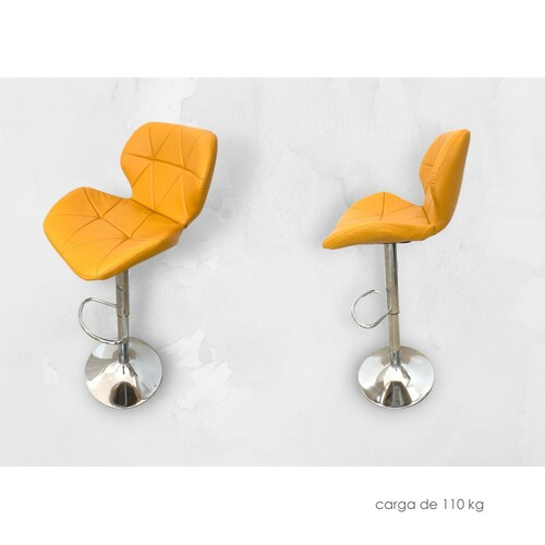 Silla de Barra Acolchada con Respaldo geometrico, Taburete Giratorio Ajustable con reposapiés, Silla Alta (Amarillo)