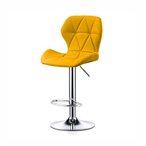 Silla de Barra Acolchada con Respaldo geometrico, Taburete Giratorio Ajustable con reposapiés, Silla Alta (Amarillo)