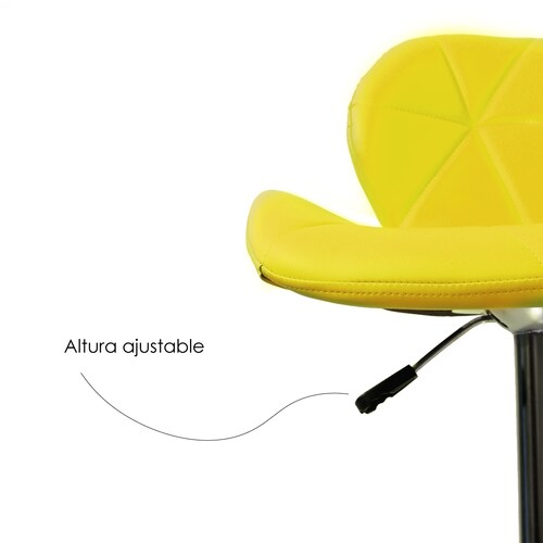 Silla de Barra Acolchada con Respaldo geometrico, Taburete Giratorio Ajustable con reposapiés, Silla Alta (Amarillo)