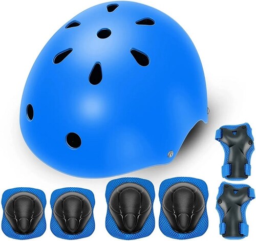 Casco Protección Kit Niños Bicicleta 3-13 años Azul 