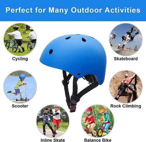 Casco Protección Kit Niños Bicicleta 3-13 años Azul 