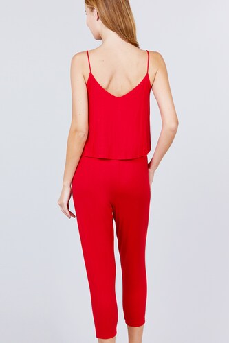 Jumpsuit Rojo Capri Tirantes Punto Active USA Talla Grande