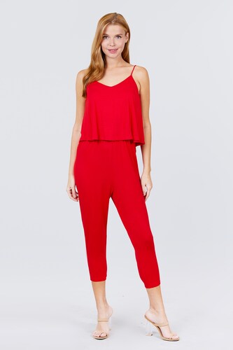 Jumpsuit Rojo Capri Tirantes Punto Active USA Talla Chica