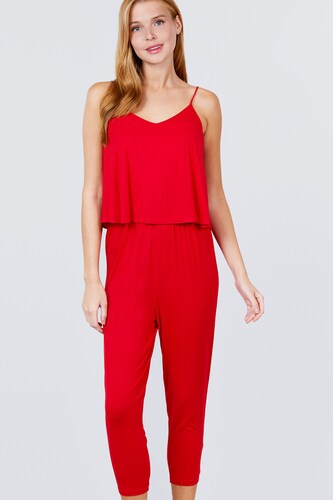 Jumpsuit Rojo Capri Tirantes Punto Active USA Talla Chica