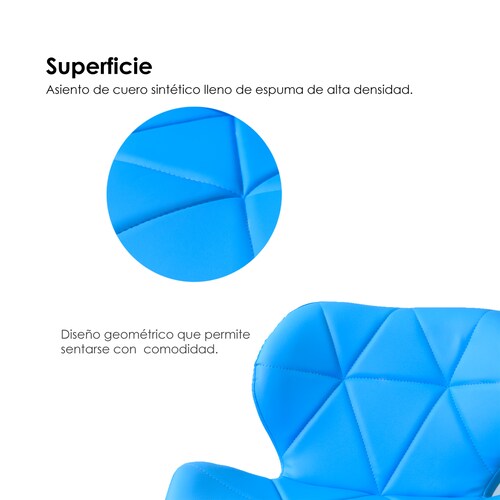 Paquete de 4 Sillas de Barra Acolchada con Respaldo geometrico, Taburete Giratorio Ajustable con reposapiés, Silla Alta (Azul)