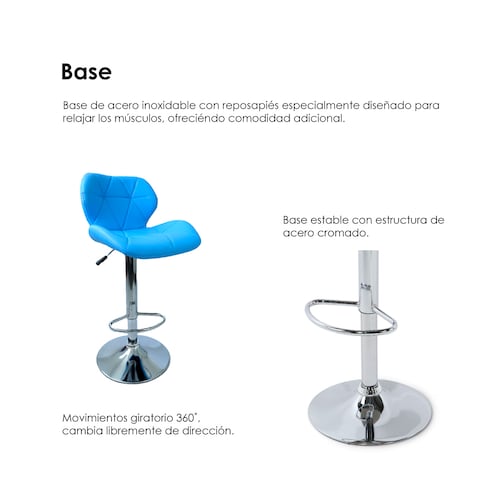 Paquete de 4 Sillas de Barra Acolchada con Respaldo geometrico, Taburete Giratorio Ajustable con reposapiés, Silla Alta (Azul)