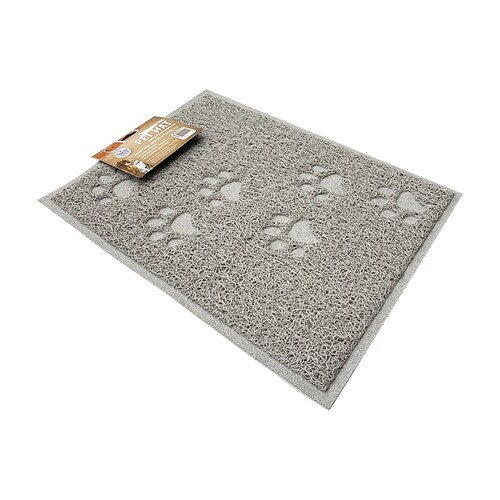 Tapete Antiderrapante Multiusos Para Mascotas Gris Diseño Huellitas Alfombra Entrenadora Pet