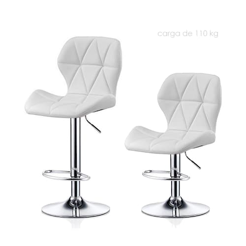 Paquete de 5 Sillas de Barra Acolchada con Respaldo geometrico, Taburete Giratorio Ajustable con reposapiés, Silla Alta (Blanco)