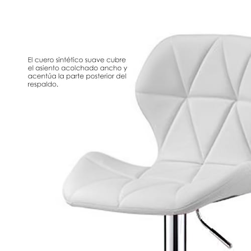 Paquete de 5 Sillas de Barra Acolchada con Respaldo geometrico, Taburete Giratorio Ajustable con reposapiés, Silla Alta (Blanco)