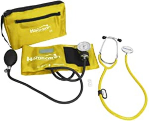 Kit Baumanómetro con Estetoscopio Simplex Profesional Homecare 100% Preciso con Estuche Portátil Maquinaria Japonesa Amarillo