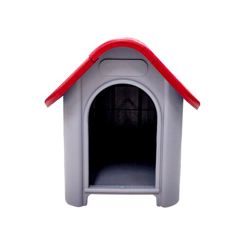 Casa Para Perro Rojo Con Puerta Metálica Raza Chico Mediano De Plástico Exterior 66 x 50