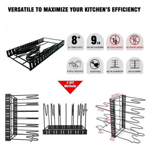8 Estante Organizador Para Ollas Y Sartenes Ajustable Cocina