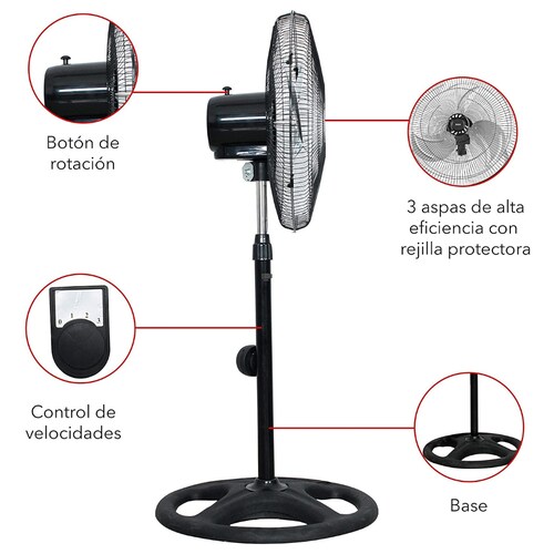 Ventilador 3en1 Pedestal, piso y Pared RCA RC-18B3 18pulgadas