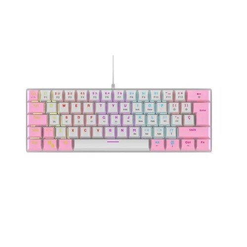 Teclado Mecanico Gaming 60% Way Blanco Iluminación Tipo Rgb Juegos Casa Alambrico Windows Mac Pc