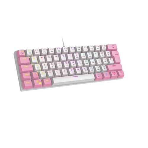 Teclado Mecanico Gaming 60% Way Blanco Iluminación Tipo Rgb Juegos Casa Alambrico Windows Mac Pc