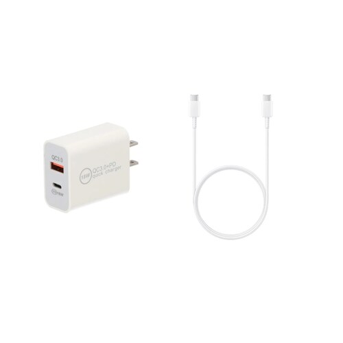 Cargador de Carga Rápida 18w con Cable Tipo C- C color Blanco