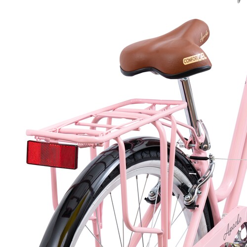 Bicicleta Apache Glam  R26 6 Velocidades Vintage Con Canastilla Asiento De Gel Rosa