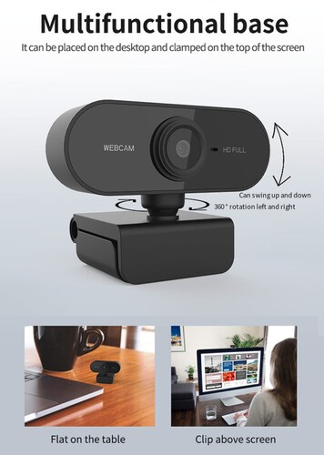 Cámara web HD 1080p, cámara web USB para computadora con micrófono