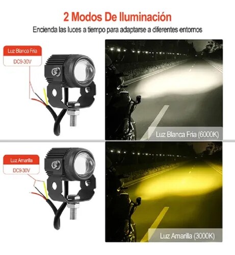 Par Faros De Lupa Doble Color Alta/baja Para Auto Moto 60w