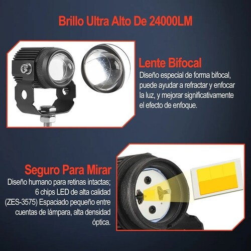 Par Faros De Lupa Doble Color Alta/baja Para Auto Moto 60w