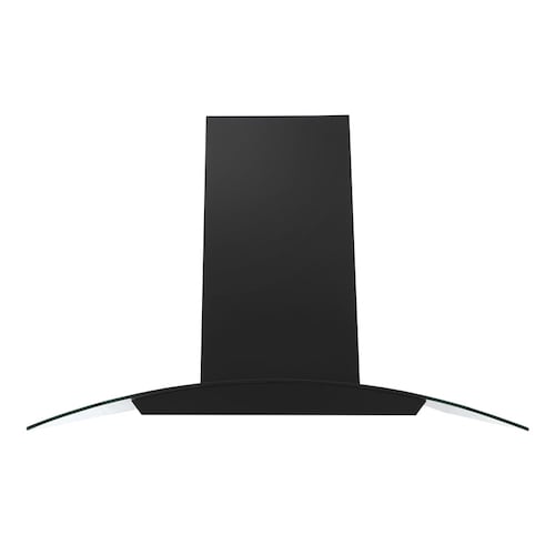 Campana extractora para cocina de isla SUPRA CI-76-BLACK en color negro y cristal curvo de 76 cm.