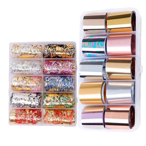10 Foil Diseños Para Decoracion De Uñas Dorados Y Plata surtido