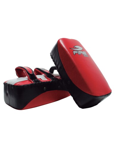 Par de Thai Pad Plano de piel Fire Sports Rojo/Negro