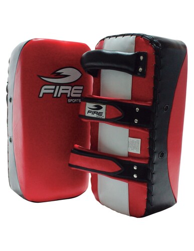 Par de Thai Pad Plano de piel Fire Sports Rojo/Negro