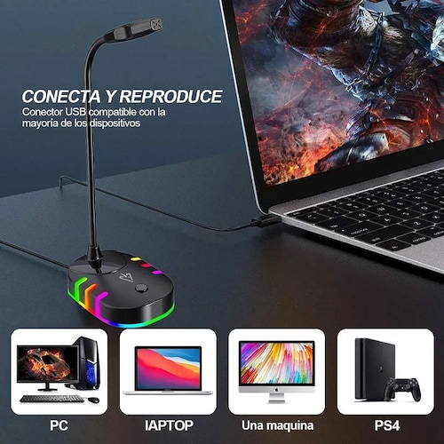 Micrófono Rgb Colorido Juegos De Transmisión En Vivo 