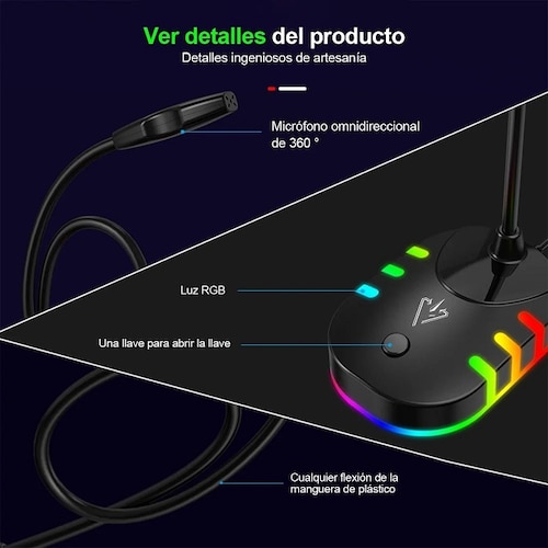 Micrófono Rgb Colorido Juegos De Transmisión En Vivo 