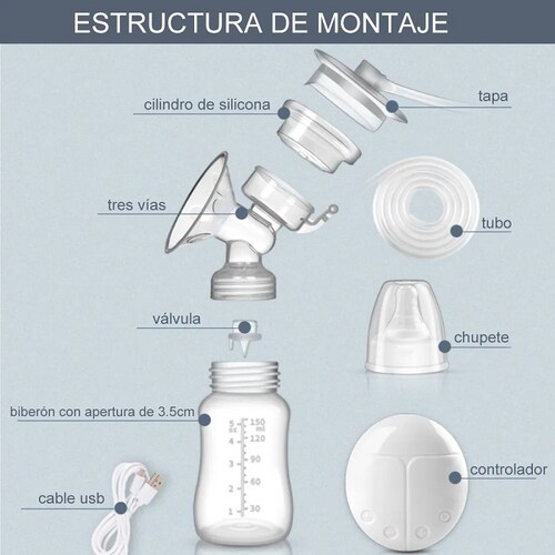 Extractor De Leche Eléctrico Con Dos Copas Y Botellas