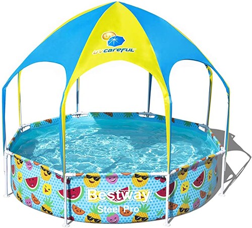  Alberca Tubular BestWay Exagonal con Toldo 51 x 244 cm para 6 Personas.