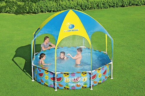  Alberca Tubular BestWay Exagonal con Toldo 51 x 244 cm para 6 Personas.