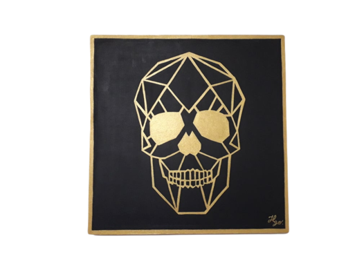 Cuadro decorativo pintado a mano Galería Oneris CALAVERA GEOMETRICO 70x70
