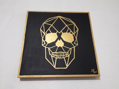 Cuadro decorativo pintado a mano Galería Oneris CALAVERA GEOMETRICO 70x70