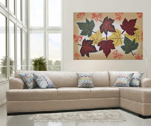 Cuadro decorativo pintado a mano Galería Oneris HOJAS OTOÑO 2 90x60