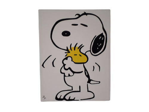 Cuadro decorativo pintado a mano Galería Oneris SNOOPY Y WOODSTOCK 90x60