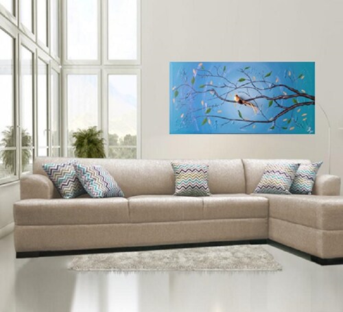 Cuadro decorativo pintado a mano Galería Oneris RAMA DE ARBOL MENTA 90x50