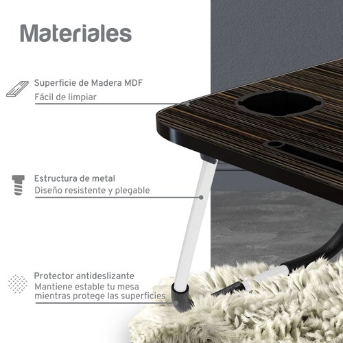 Mesa Soporte Para Laptop, Tablet Mesa Para Cama (madera) Color Cafe