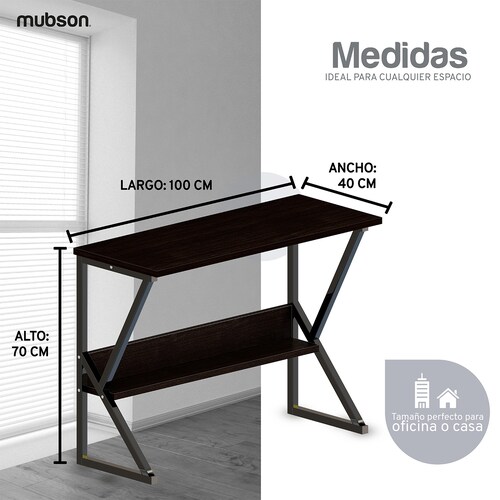 Mubson Escritorio Multifuncional para Oficina o Estudio de Madera MDF. Mesa de Trabajo con Repisa Inferior para Cableado o Decoración
