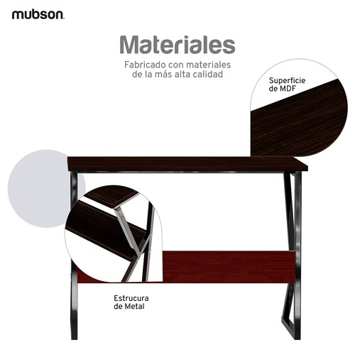 Mubson Escritorio Multifuncional para Oficina o Estudio de Madera MDF. Mesa de Trabajo con Repisa Inferior para Cableado o Decoración