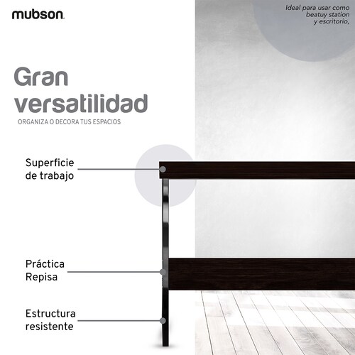 Mubson Escritorio Multifuncional para Oficina o Estudio de Madera MDF. Mesa de Trabajo con Repisa Inferior para Cableado o Decoración