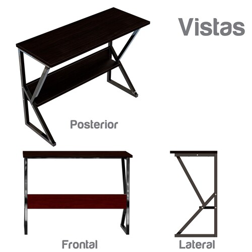 Mubson Escritorio Multifuncional para Oficina o Estudio de Madera MDF. Mesa de Trabajo con Repisa Inferior para Cableado o Decoración