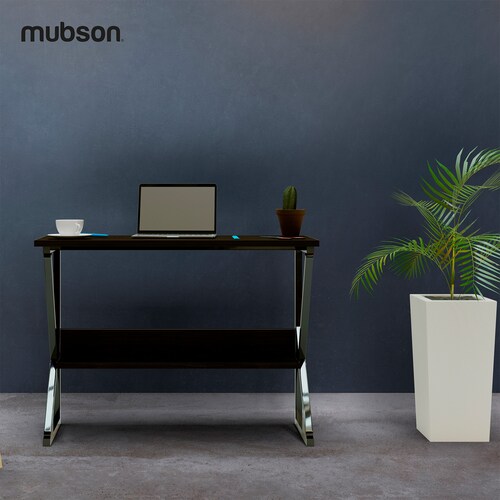 Mubson Escritorio Multifuncional para Oficina o Estudio de Madera MDF. Mesa de Trabajo con Repisa Inferior para Cableado o Decoración
