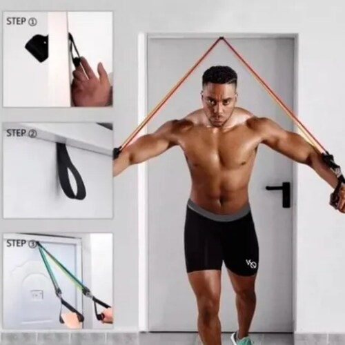 Kit 5 Bandas Resistencia Gym Ejercicios Gimnasio Con Estuche