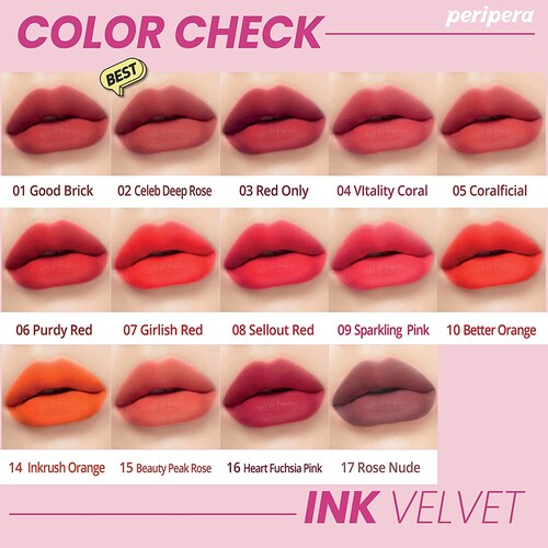  labial Tinta Coreana PeriPera InkVelvet Color 10 Naranja