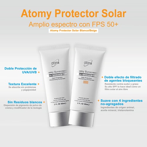 Atomy Protector Solar Facial Coreana FPS 50+ Para todos tu familia Beige