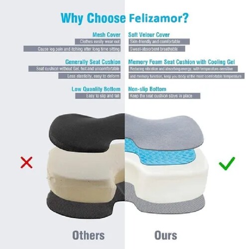 Cojín Gel De Espuma Viscoelástica Para Coxis Para Auto Silla