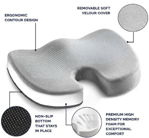 Cojín Gel De Espuma Viscoelástica Para Coxis Para Auto Silla